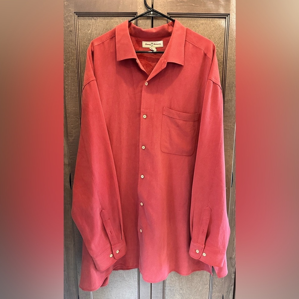 Tommy Bahama Men's Casual Red Button-Down Silk Shirt 3X